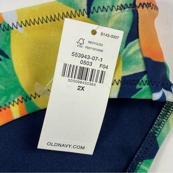 Old Navy Bikini Swim Bottoms Women XXL Blue Yellow Orange Tropical Low Rise XXL - Picture 2 of 11